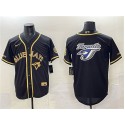 Toronto Blue Jays Team Big Logo Black Gold Cool Base Stitched Jersey