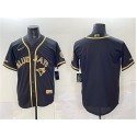 Toronto Blue Jays Blank Black Gold Cool Base Stitched Jersey