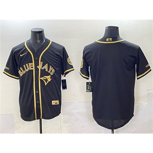 Toronto Blue Jays Blank Black Gold Cool Base Stitched Jersey