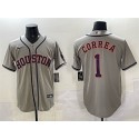 Houston Astros #1 Carlos Correa Gray Cool Base Stitched Jersey