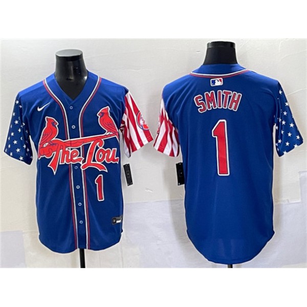 St. Louis Cardinals #1 Ozzie Smith Royal Independence Day Vapor Premier Limited Stitched Jersey