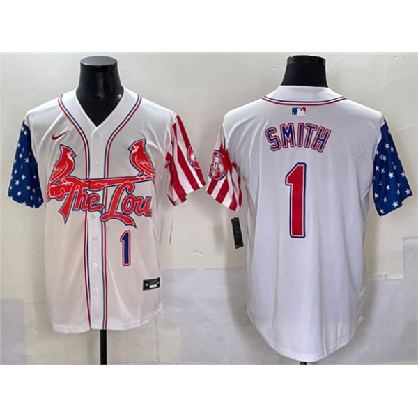 St. Louis Cardinals #1 Ozzie Smith White Independence Day Vapor Premier Limited Stitched Jersey