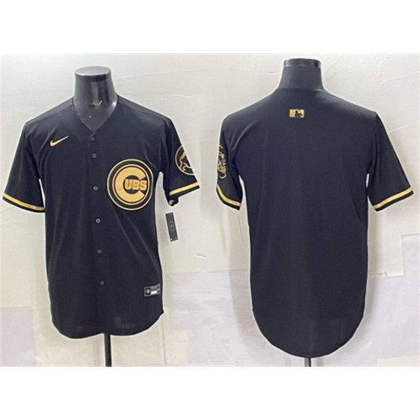 Chicago Cubs Blank Black Gold Limited Stitched Jersey