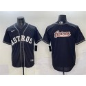 Houston Astros Team Big Logo Black Lights Out Limited Stitched Jersey