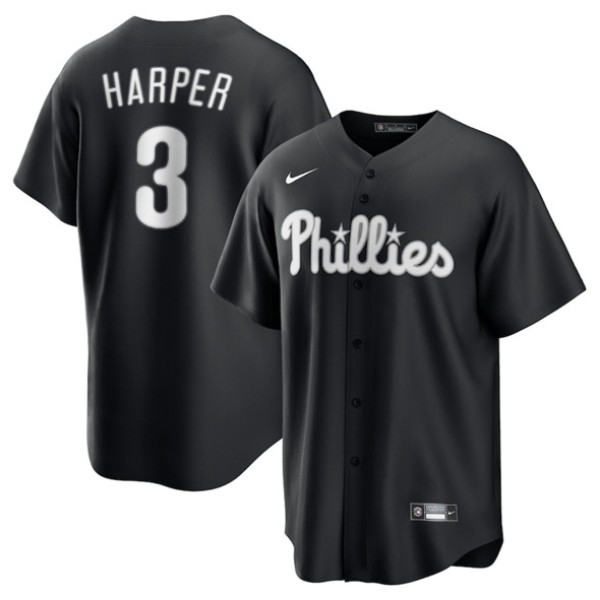 Philadelphia Phillies #3 Bryce Harper Black Lights Out Limited Stitched Jersey