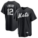New York Mets #12 Francisco Lindor Black Lights Out Limited Stitched Jersey