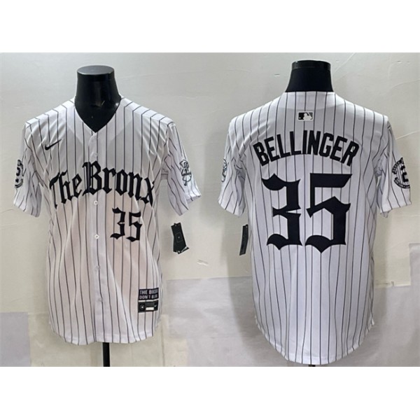 New York Yankees #35 Cody Bellinger White Pinstripe 'Gothic Legacy Edition' Vapor Premier Limited Stitched Jersey