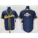 Milwaukee Brewers Team Big Logo Navy 2025 With Patch Stitched Jersey