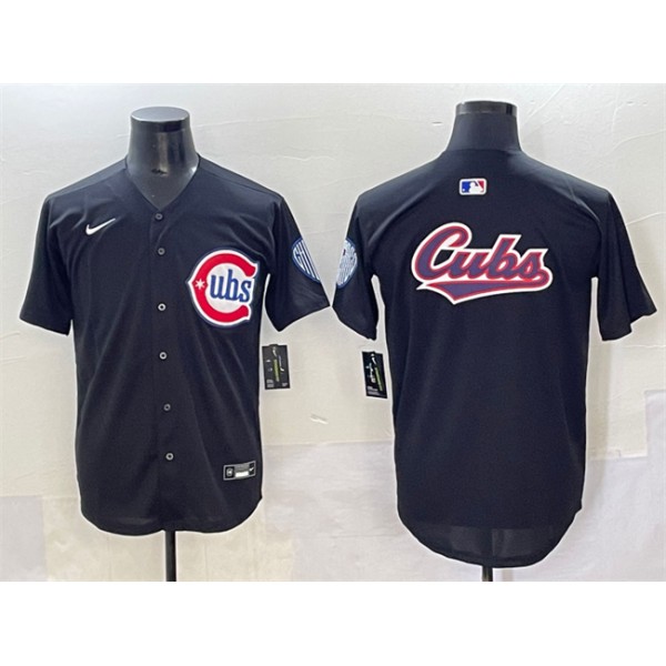 Chicago Cubs Team Big Logo Black Limited Stitched Jersey