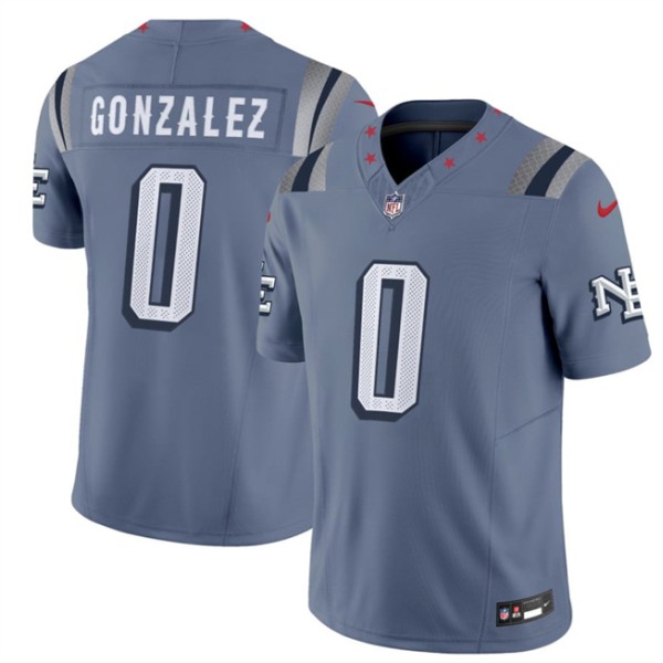 New England Patriots #0 Christian Gonzalez 2025 F.U.S.E. “Rivalries” Vapor Limited Football Stitched Jersey
