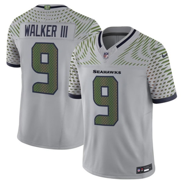 Seattle Seahawks #9 Kenneth Walker III Gray 2025 F.U.S.E. “Rivalries” Vapor Limited Football Stitched Jersey