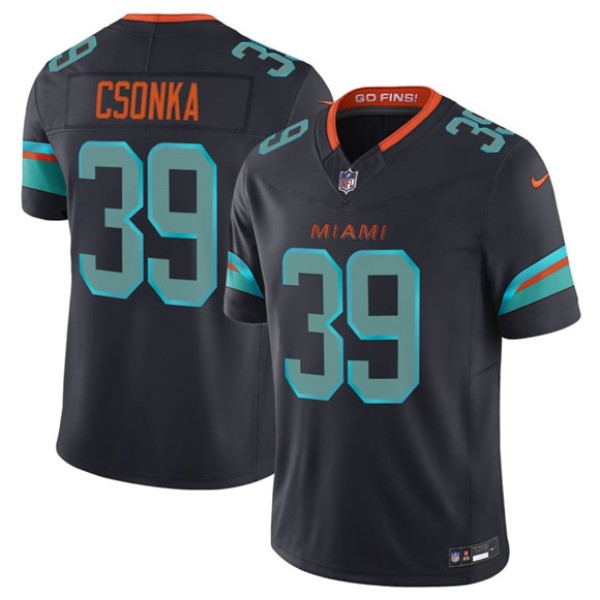Miami Dolphins #39 Larry Csonka Black 2025 F.U.S.E. “Rivalries” Vapor Limited Football Stitched Jersey