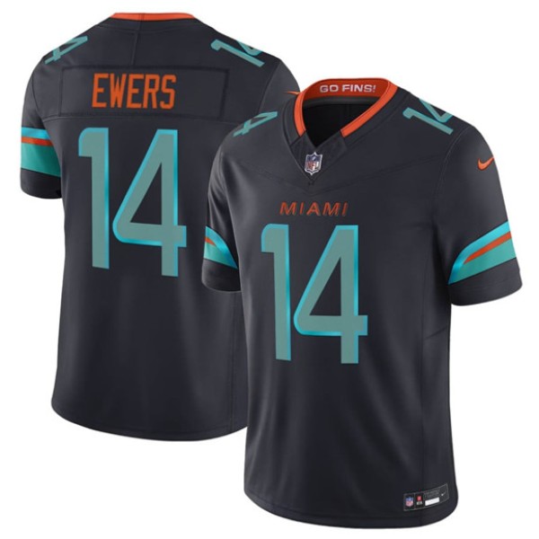 Miami Dolphins #14 Quinn Ewers Black 2025 F.U.S.E. “Rivalries” Vapor Limited Football Stitched Jersey
