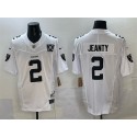 Las Vegas Raiders #2 Ashton Jeanty White 2025 Draft F.U.S.E. With Nevada Silver Stat Patch And 65th Anniversary Patch Stitched Football Jersey