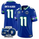 Seattle Seahawks #11 Jaxon Smith-Njigba Royal 2025 F.U.S.E 50th Season Patch Throwback Vapor Limited Football Stitched Jersey