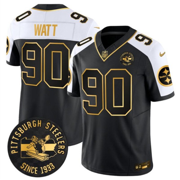 Pittsburgh Steelers #90 T.J. Watt Black Gold Alternate F.U.S.E. Throwback 1933 Patch Vapor Untouchable Limited Football Stitched Jersey