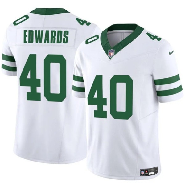 New York Jets #40 Donovan Edwards White 2025 F.U.S.E. Vapor Untouchable Limited Football Stitched Jersey