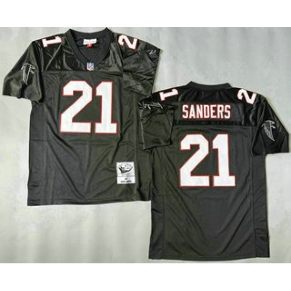 Atlanta Falcons #21 Deion Sanders Black 1992 Throwback Jersey
