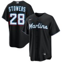 Miami Marlins #28 Kyle Stowers Black Cool Base Stitched Jersey