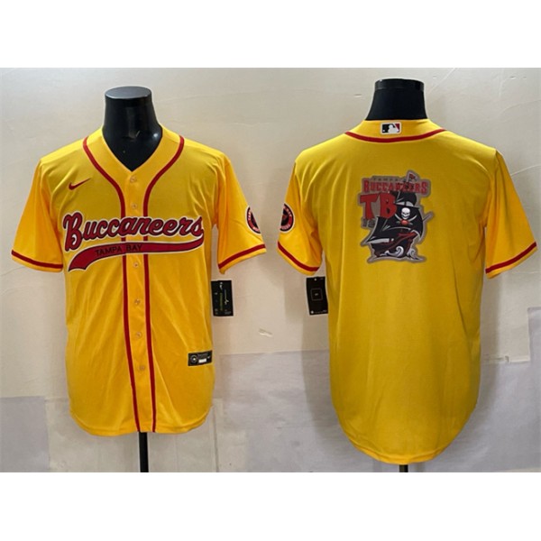 Tampa Bay Buccaneers Team Big Logo Gold Cool Base Stitched Jersey