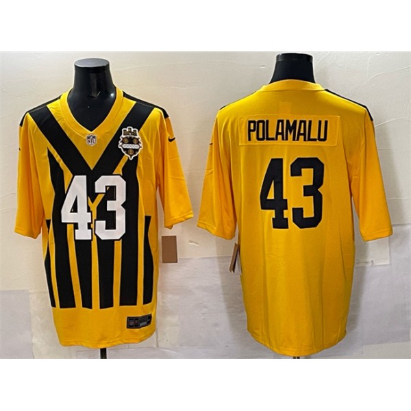 Pittsburgh Steelers #43 Troy Polamalu Gold 1933 Throwback Alternate Football Stitched Jersey