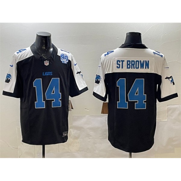 Detroit Lions #14 Amon-Ra St. Brown Black Alternate F.U.S.E. 2024 Michigan 90th Anniversary Patch Vapor Limited Football Stitched Game Jersey