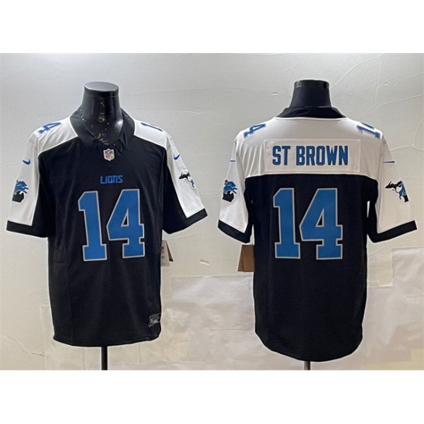 Detroit Lions #14 Amon-Ra St. Brown Black Alternate F.U.S.E. 2024 Michigan Patch Vapor Limited Football Stitched Game Jersey