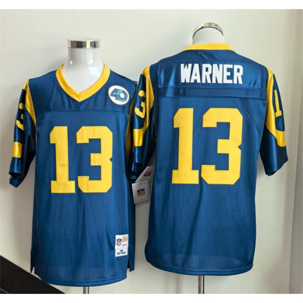 Los Angeles Rams #13 Kurt Warner Royal Throwback Football Stitched Jersey