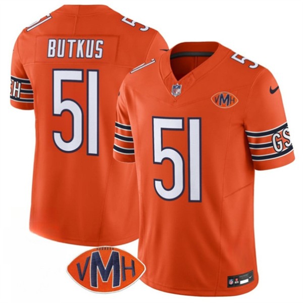 Chicago Bears #51 Dick Butkus Orange 2025 F.U.S.E. With VMH Patch Vapor Untouchable Limited Football Stitched Jersey