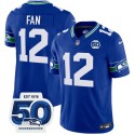 Seattle Seahawks #12 Fan Royal 2025 F.U.S.E 50th Anniversary Patch Throwback Vapor Limited Football Stitched Jersey