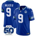 Seattle Seahawks #9 Kenneth Walker III Royal 2025 F.U.S.E 50th Anniversary Patch Throwback Vapor Limited Football Stitched Jersey