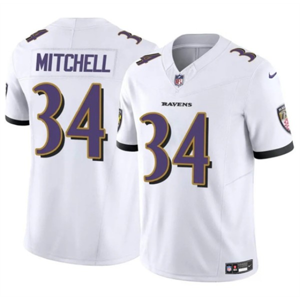 Baltimore Ravens #34 Keaton Mitchell White 2025 F.U.S.E. Vapor Limited Football Jersey