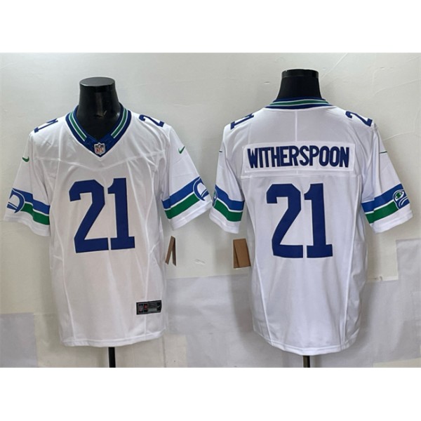 Seattle Seahawks #21 Devon Witherspoon White F.U.S.E. Throwback Vapor Limited Football Stitched Jersey