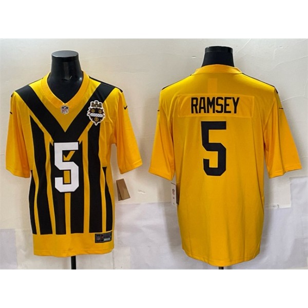 Pittsburgh Steelers #5 Jalen Ramsey Gold 1933 Throwback Alternate Football Stitched Game Jersey