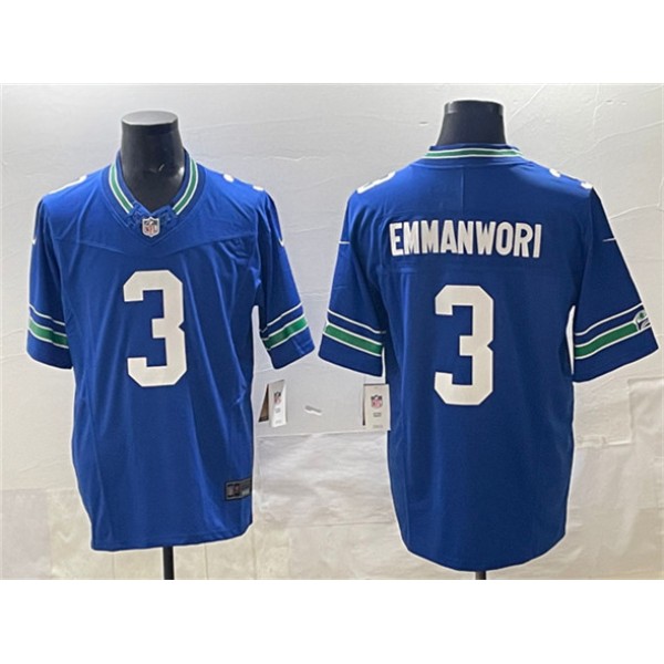 Seattle Seahawks #3 Nick Emmanwori Royal 2024 F.U.S.E Throwback Vapor Limited Football Stitched Jersey