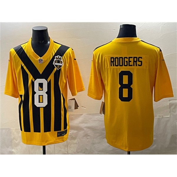 Pittsburgh Steelers #8 Aaron Rodgers Gold 1933 Throwback Alternate Football Stitched Game Jersey