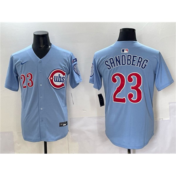 Chicago Cubs #23 Ryne Sandberg Blue 'Ryne Sandberg Tribute' Vapor Limited V3 Stitched Jersey