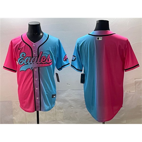 Philadelphia Eagles Blank Pink Blue Limited Stitched Jersey