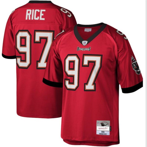 Tampa Bay Buccaneers #97 Simeon Rice Red Throwback Football Stitched Jersey