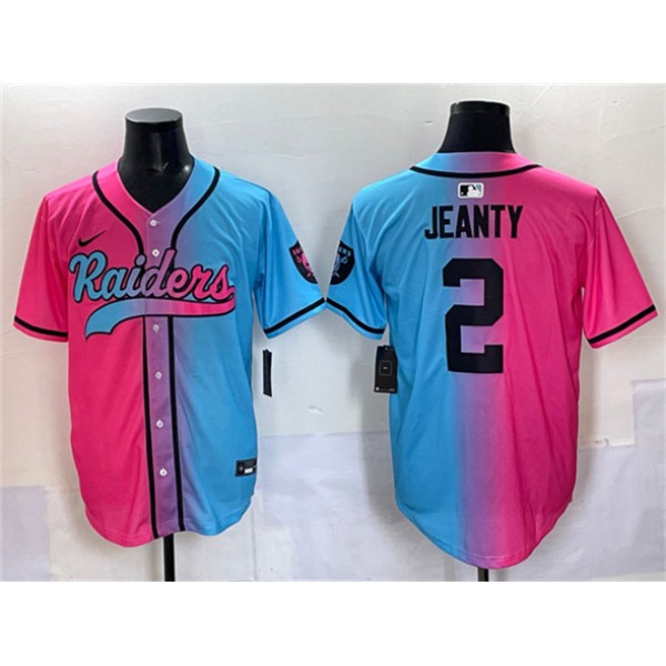Las Vegas Raiders #2 Ashton Jeanty Pink Blue Limited Stitched Jersey
