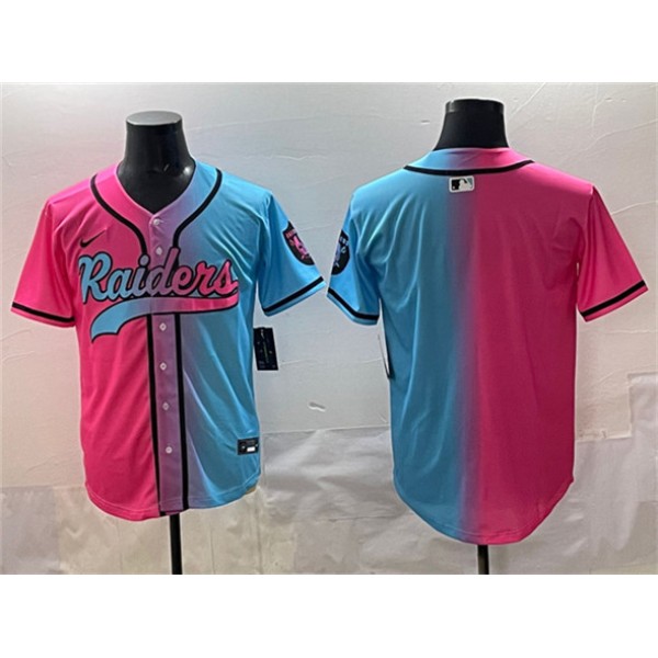Las Vegas Raiders Blank Pink Blue Limited Stitched Jersey