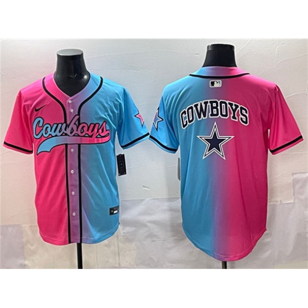 Dallas Cowboys Team Big Logo Pink Blue Limited Stitched Jersey
