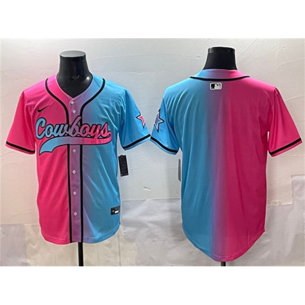 Dallas Cowboys Blank Pink Blue Limited Stitched Jersey