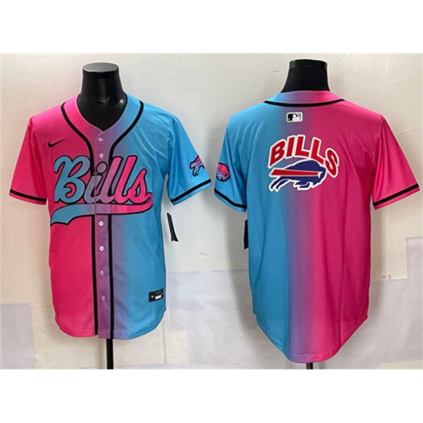 Buffalo Bills Team Big Logo Pink Blue Limited Stitched Jersey