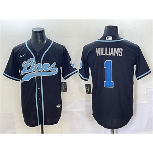 Detroit Lions #1 Jameson Williams Black Stitched Jersey