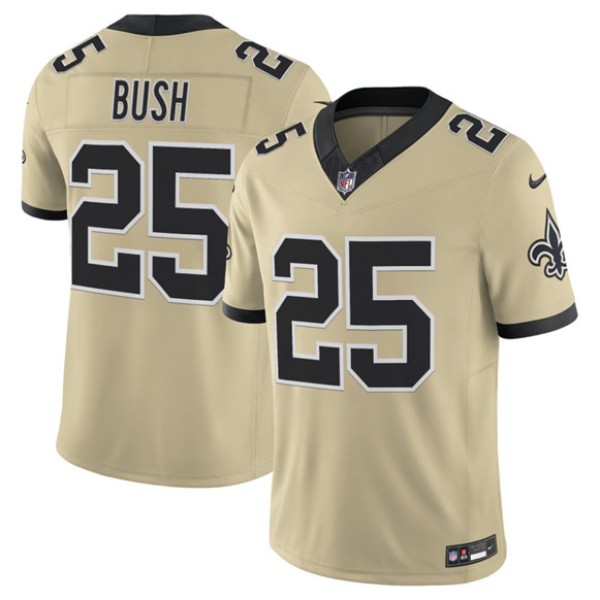 New Orleans Saints #25 Reggie Bush Gold 2025 F.U.S.E. Alternate Vapor Limited Football Stitched Jersey
