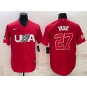 USA Baseball #27 Mike Trout 2023 Red World Baseball Classic Stitched Jersey