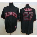 Angels Of Anaheim #27 Mike Trout Black Fashion Stitched Jersey