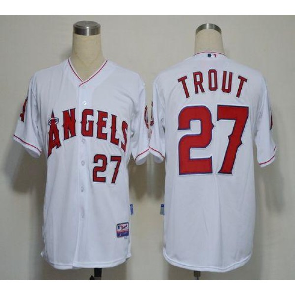 Angels Of Anaheim #27 Mike Trout White Cool Base Stitched Jersey