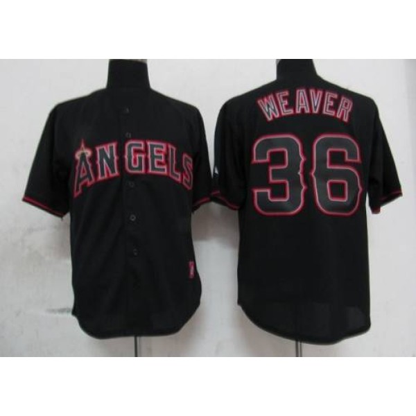 Angels Of Anaheim #36 Jered Weaver Black Fashion Stitched Jersey